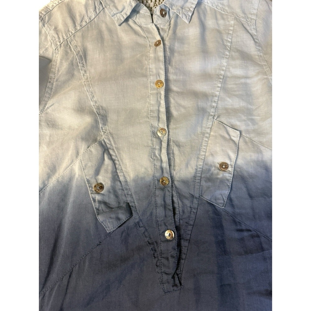 Beulah Style Ombre Tunic Top Womens Small Blue White Dip Dye Boho Casual - Picture 13 of 16